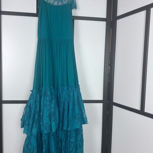Charming Teal Lace Kids Formal Dress